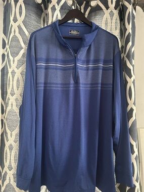 Hogan Men's Navy and Royal Blue Long-Sleeve Zip Polo